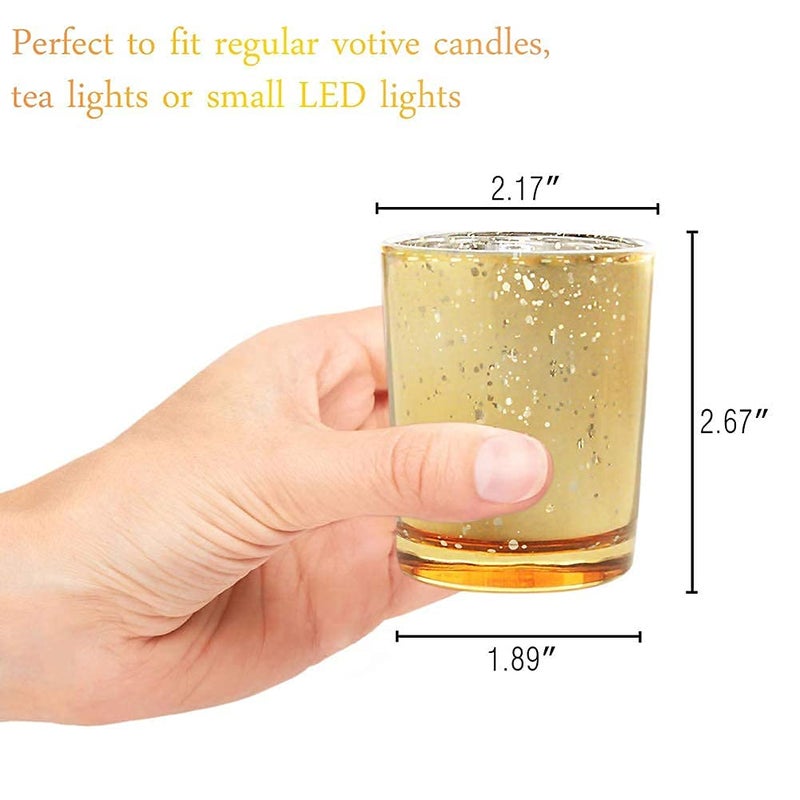 Volens Gold Votive Candle Holders Bulk, Mercury Glass Tealight Candle Holder Set of 12 for Wedding Decor and Home Decor - Image 5
